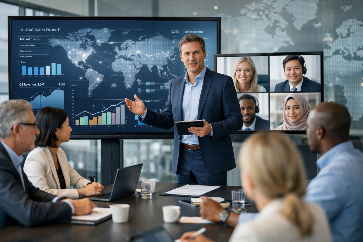 Reunion internacional de negocio en ingles